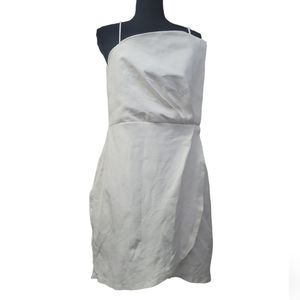 Lulus Drinks On Me off white Sleeveless Pleated tulip hem dress